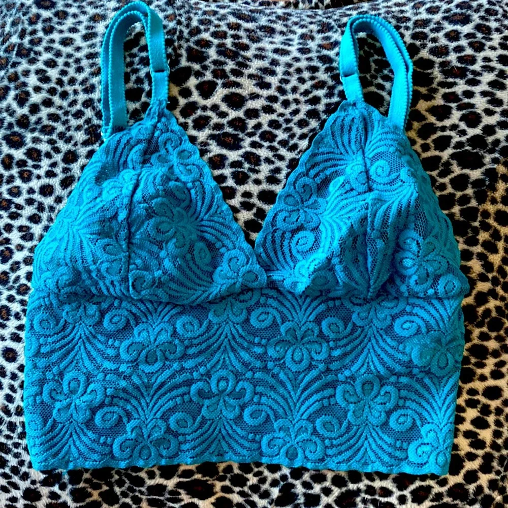 Vintage teal lace bralette - Picture 1 of 15